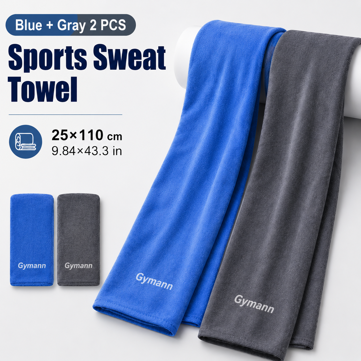 Blue and gray sports towels